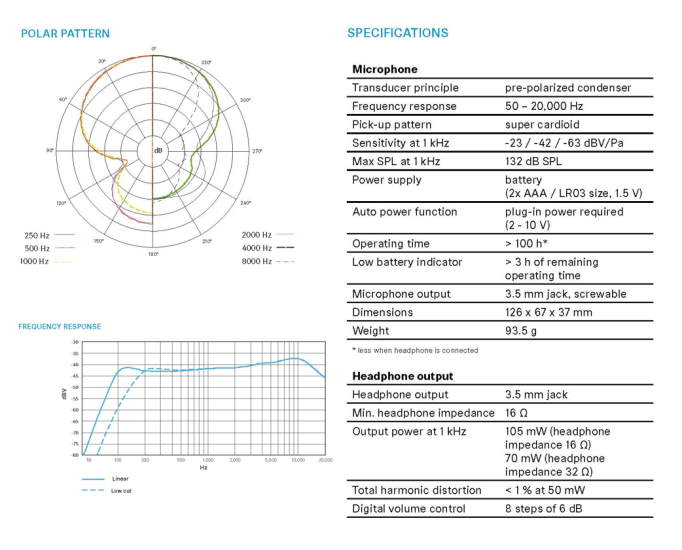 Sennheiser MKE400 Tech Specs