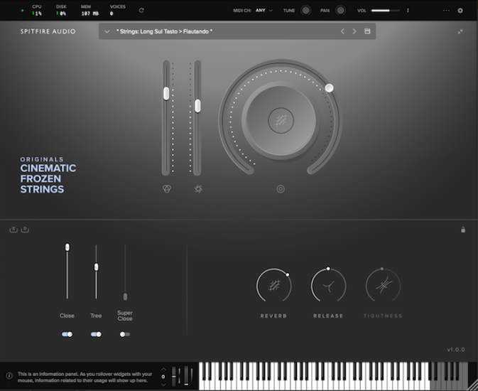 SpitfireAudio CinematicFrozenStrings GUI