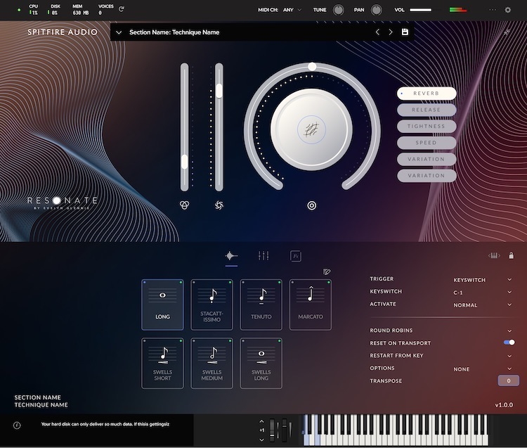 SpitfireAudio RESONATE GUI