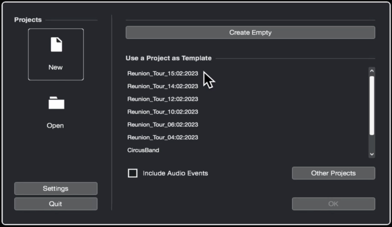 Steinberg Nuendo project template