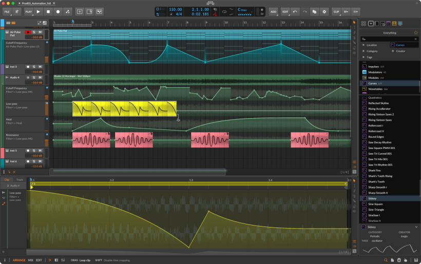 Bitwig Studio Automation small
