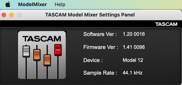 tascam model12 panelmac